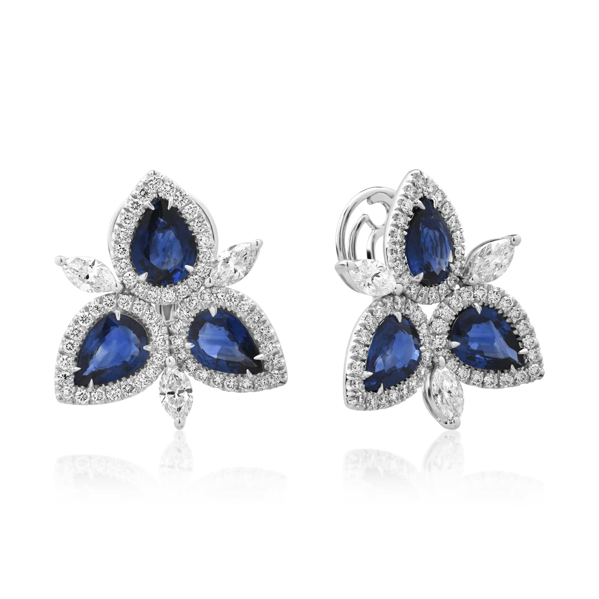 Kolczyki z białego 18-karatowego złota z szafirami o masie 6,84 ct i diamentami o masie 2,4 ct