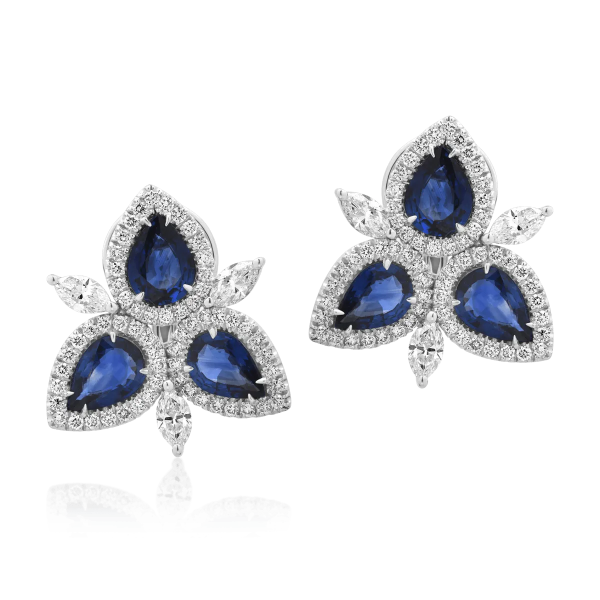 Teilor Cercei din aur alb cu safire de 6.84ct si diamante de 2.4ct