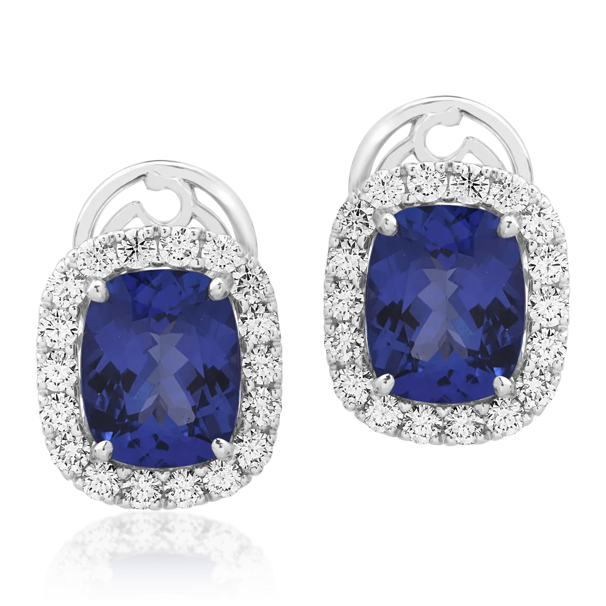 18K white gold earrings with tanzanites of 8.22ct and diamonds of 1.6ct