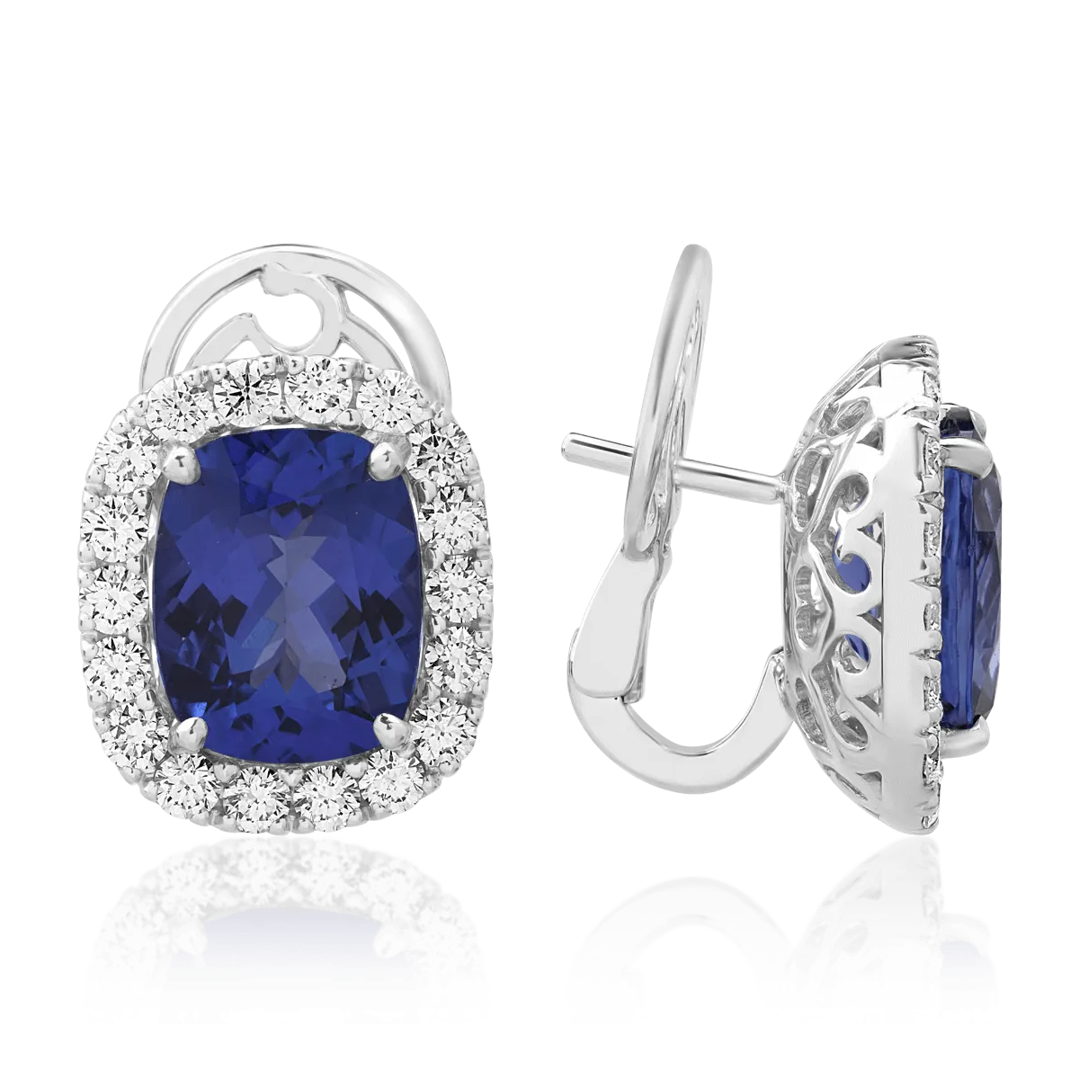 18K white gold earrings with tanzanites of 8.22ct and diamonds of 1.6ct