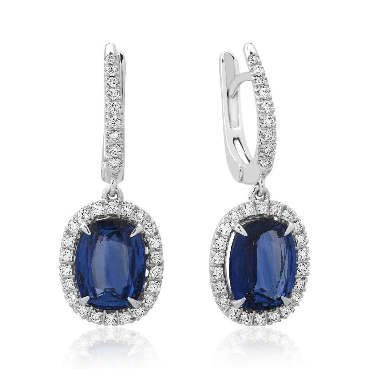 TEILOR Cercei din aur alb cu safire ovale de 4.19ct si diamante round de 0.42ct