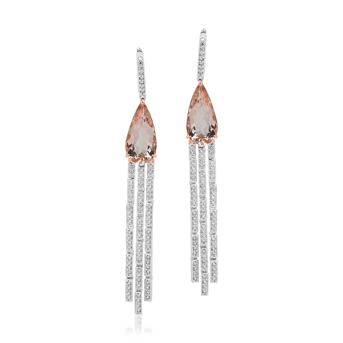 18K white gold earrings with morganites of 9.81ct and diamonds of 1.42ct
