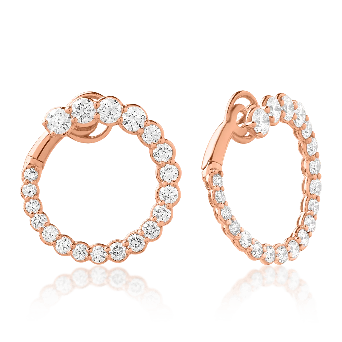 18K rose gold earrings with diamonds of 2.48ct