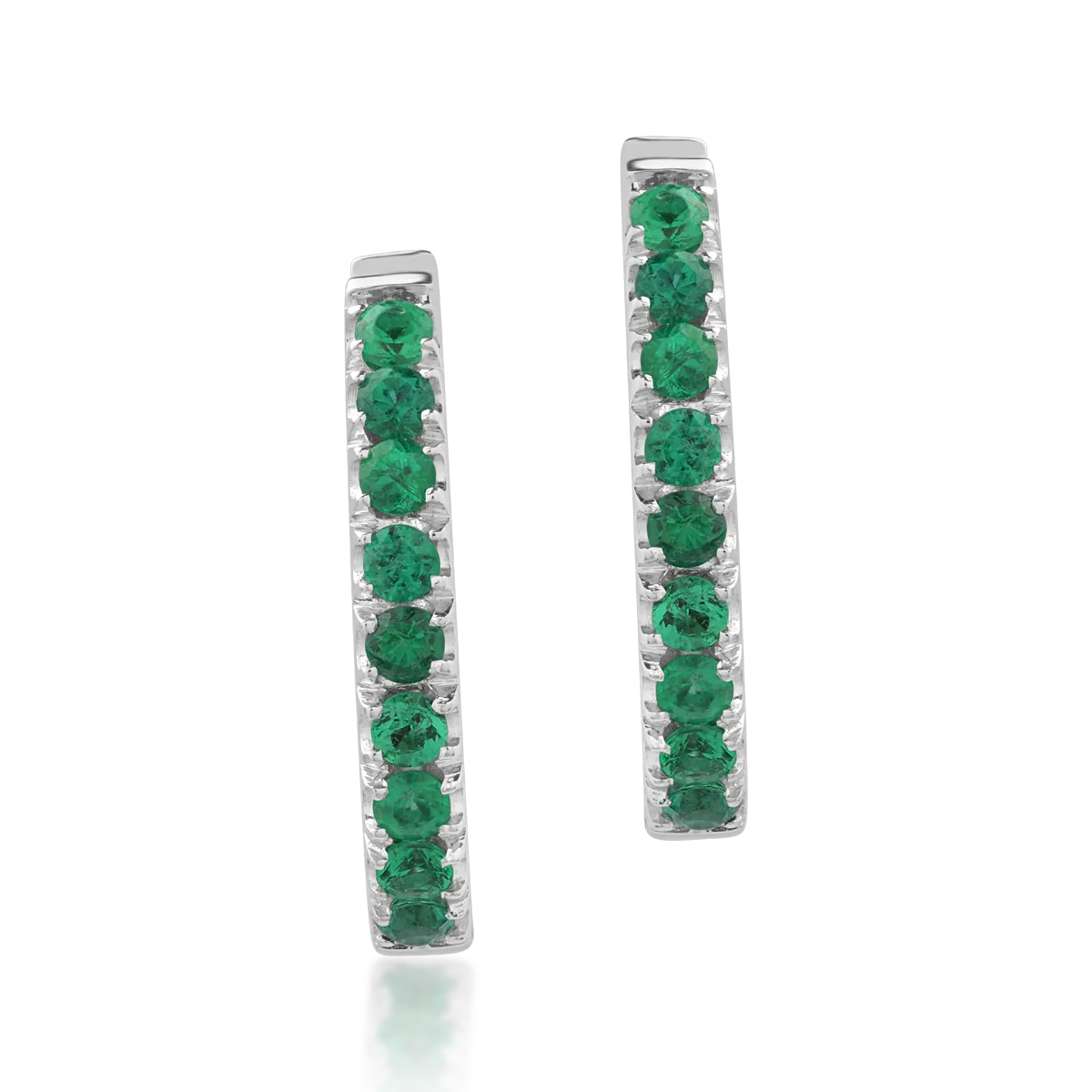 Cercei din aur alb de 18K cu smaralde de 0.26ct-55839