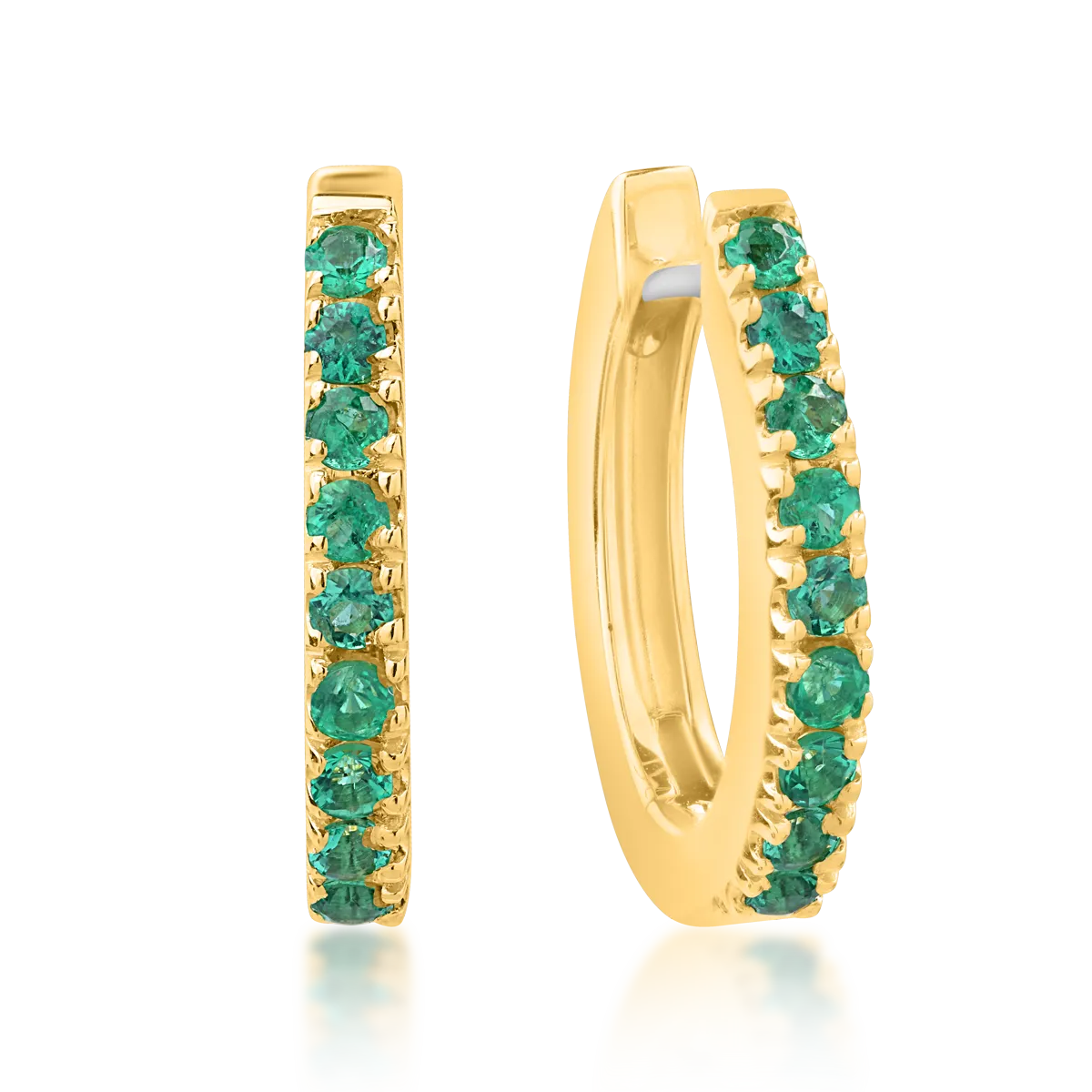 18K yellow gold earrings with emeralds of of 0.26ct