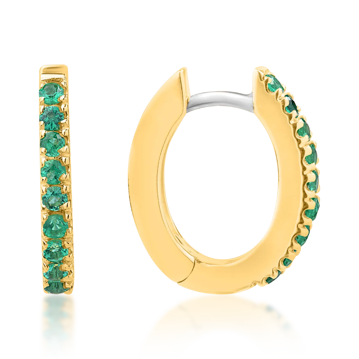 18K yellow gold earrings with emeralds of of 0.26ct