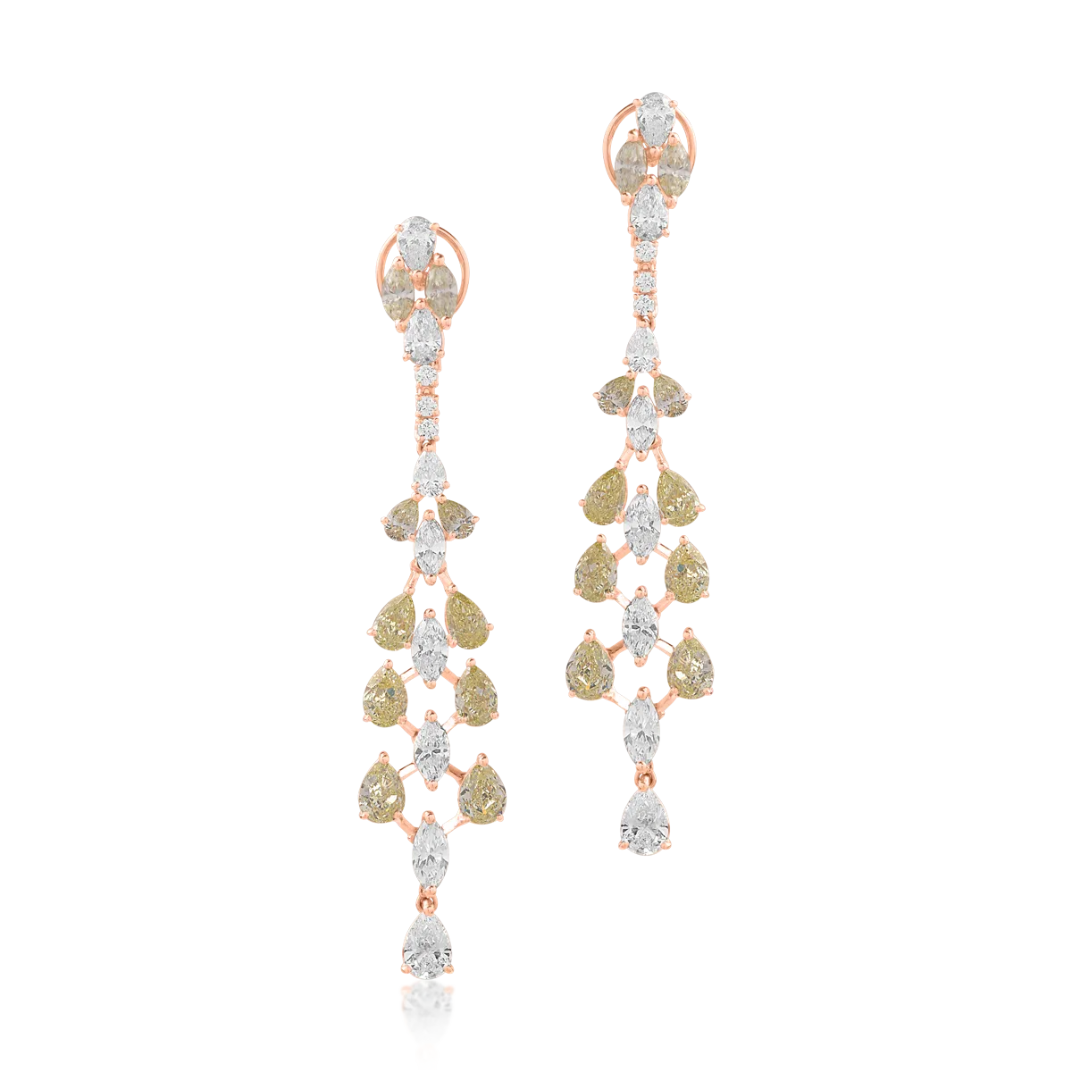 18K rose gold earrings with fancy diamonds of 6.39ct and diamonds of 4.56ct