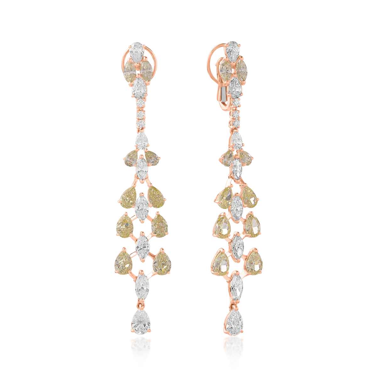 18K rose gold earrings with fancy diamonds of 6.39ct and diamonds of 4.56ct