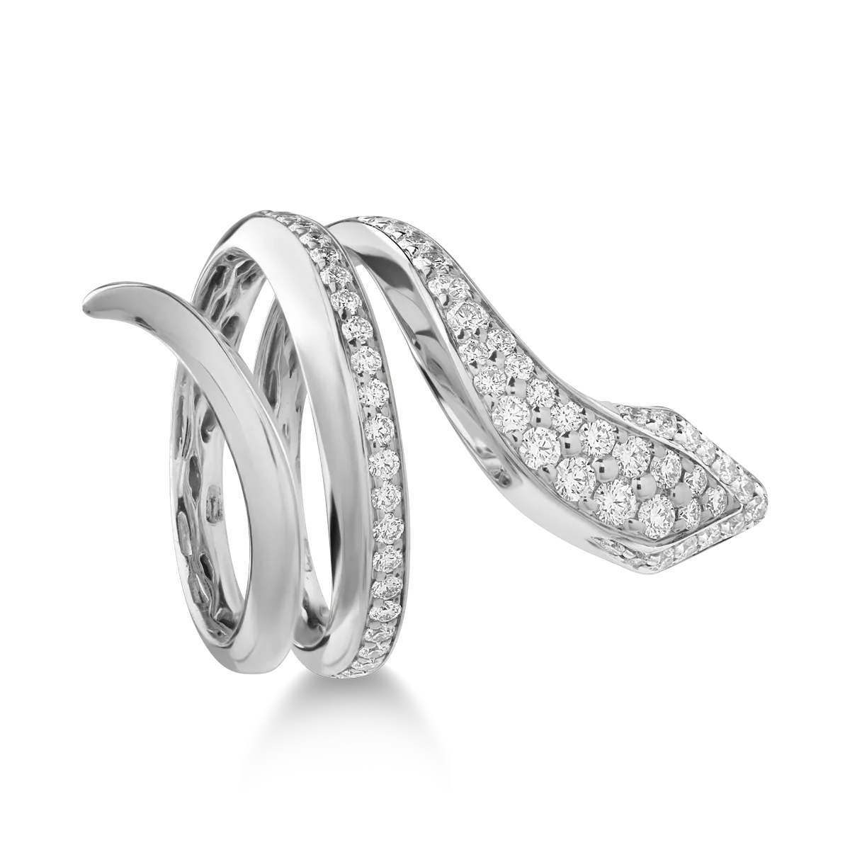 Inel sarpe din aur alb de 18K cu diamante de 0.93ct-55858