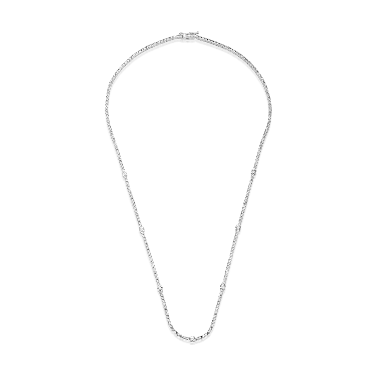 Colier tennis din aur alb cu diamante de 3.55ct