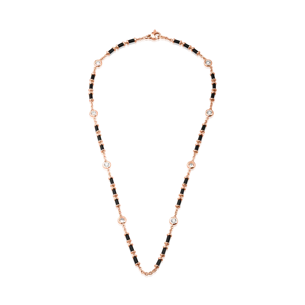 18K rose gold men's necklace with onyx of 6.5ct and diamonds of 1.42ct