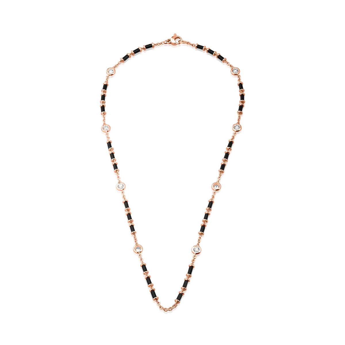 18K rose gold men's necklace with onyx of 6.5ct and diamonds of 1.42ct-55866