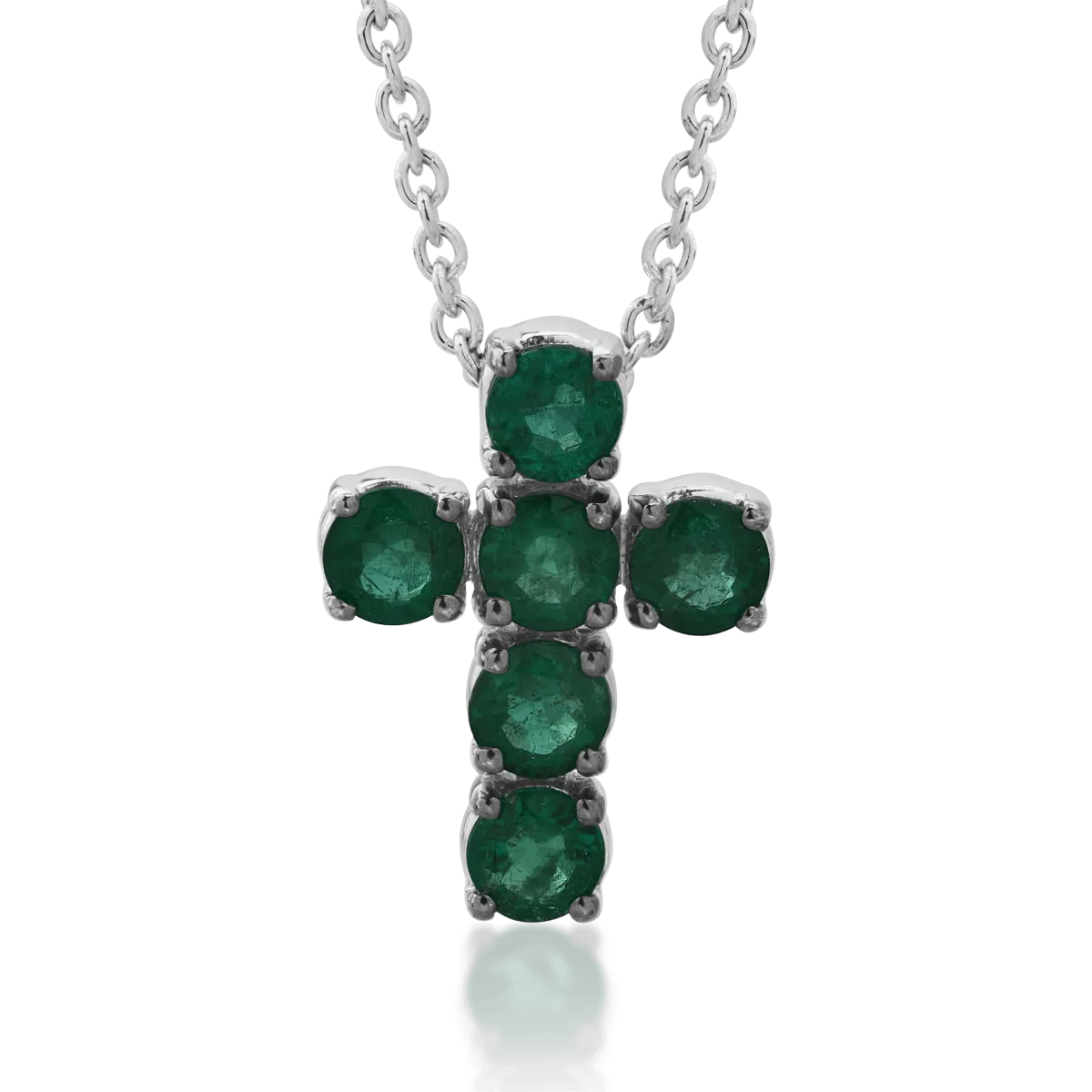 18K white gold chain with pendant with emeralds of 1.65ct