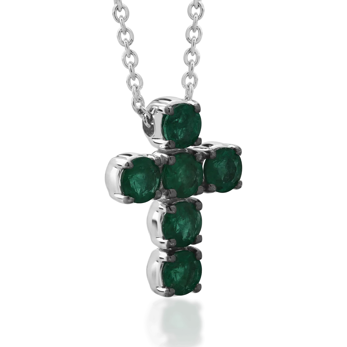 18K white gold chain with pendant with emeralds of 1.65ct