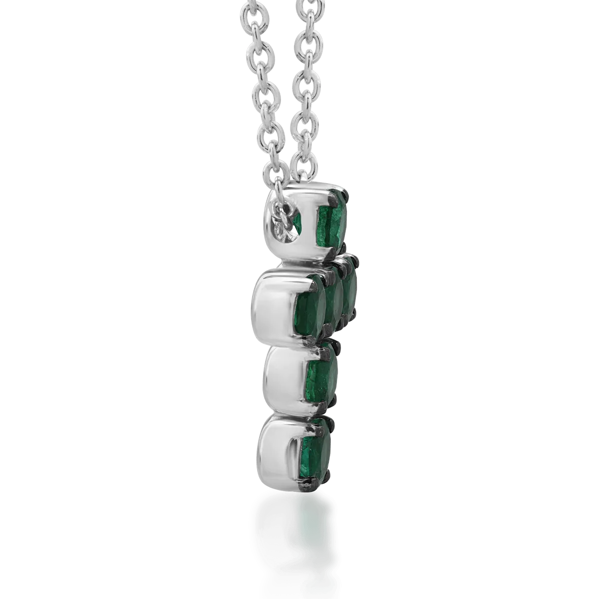 18K white gold chain with pendant with emeralds of 1.65ct