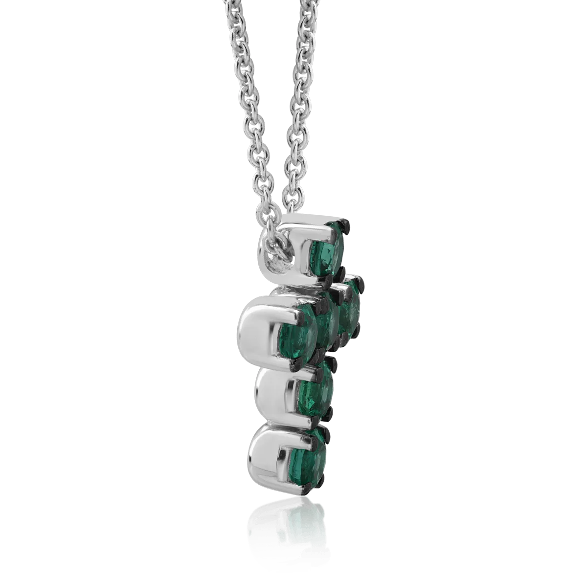 18K white gold chain with pendant with emeralds of 0.52ct