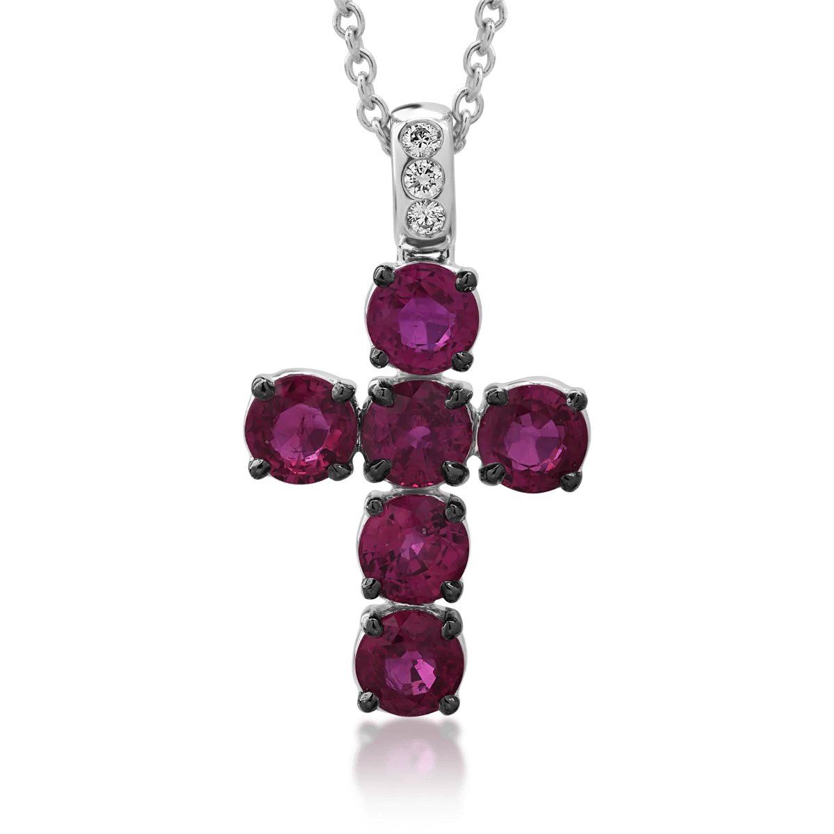 Lant cu pandantiv din aur alb cu rubine de 3.27ct si diamante de 0.06ct
