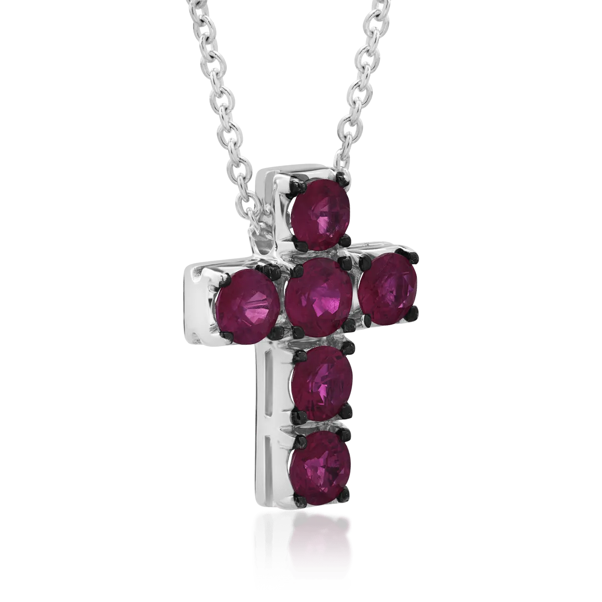 18K white gold chain with pendant with rubies of 1.74ct