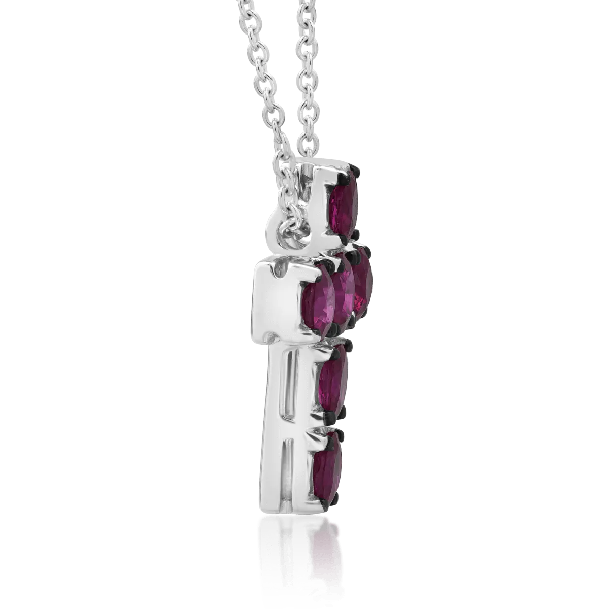 18K white gold chain with pendant with rubies of 1.74ct