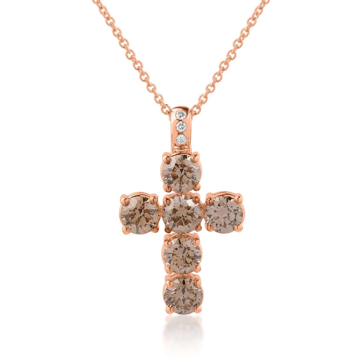 18K rose gold chain with pendant with brown diamonds of3.85ct and diamonds of 0.04ct