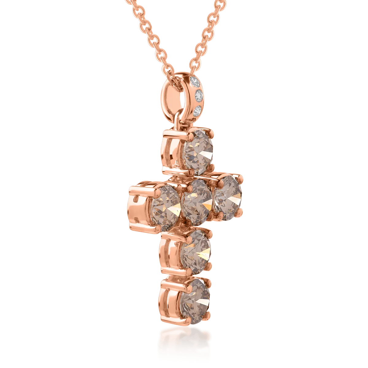 18K rose gold chain with pendant with brown diamonds of3.85ct and diamonds of 0.04ct