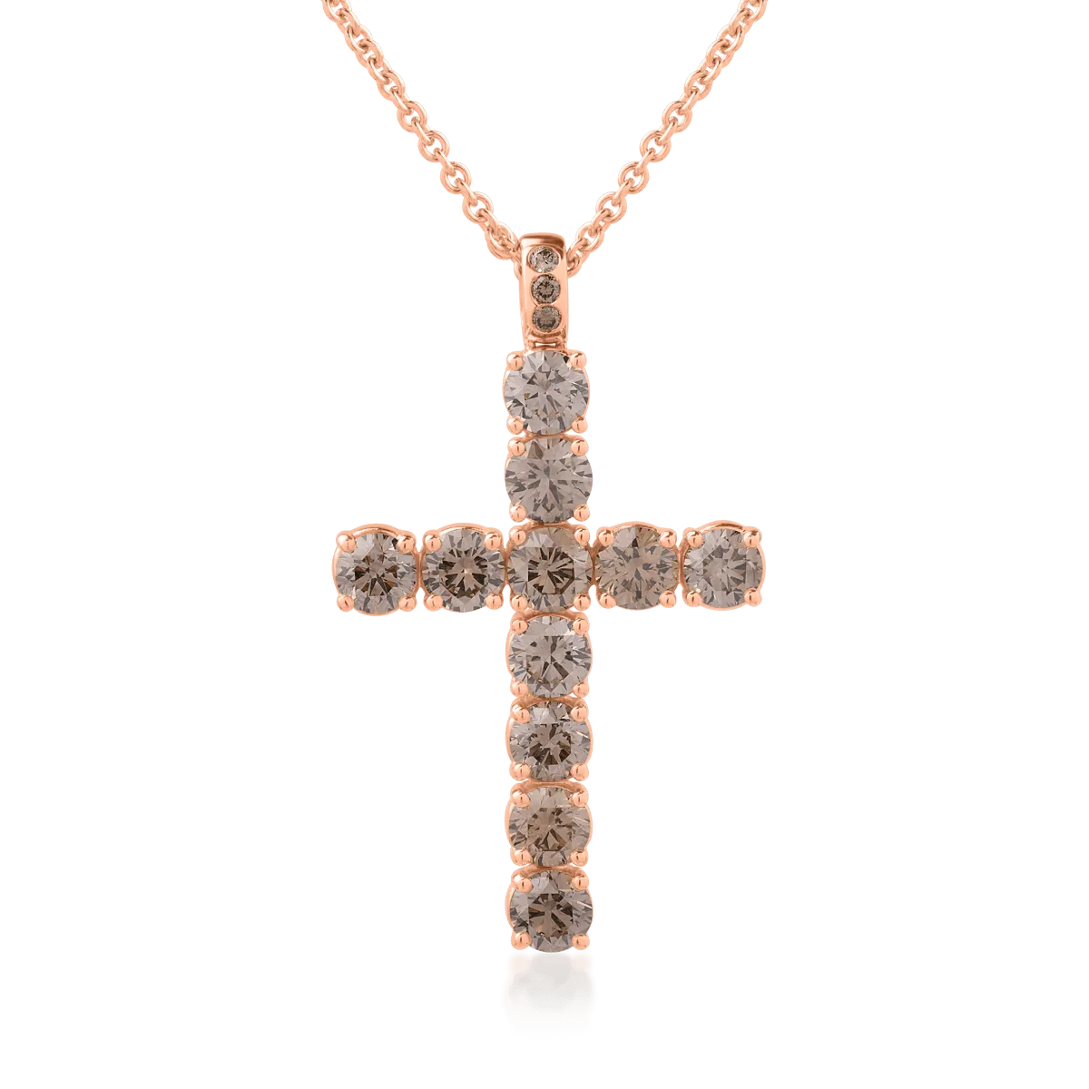 18K rose gold chain with pendant with brown diamonds of4.58ct