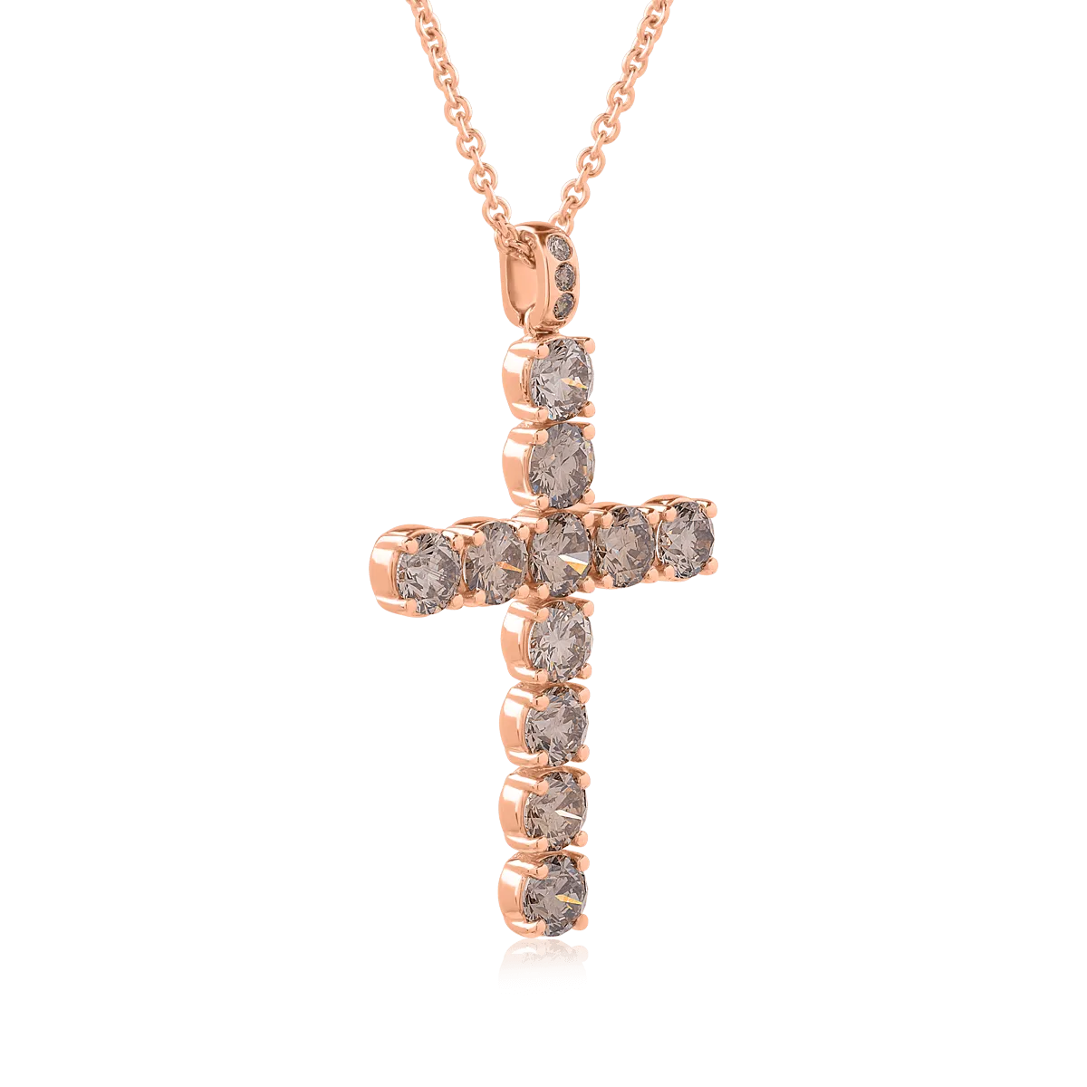 18K rose gold chain with pendant with brown diamonds of4.58ct