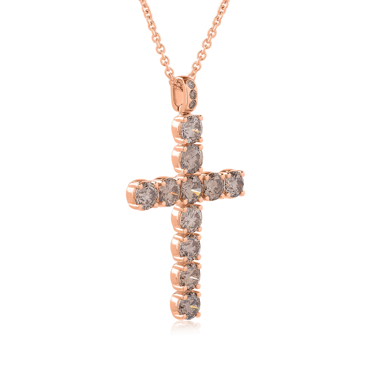 Lant cu pandantiv din aur roz cu diamante maro de 4.58ct - imagine 2