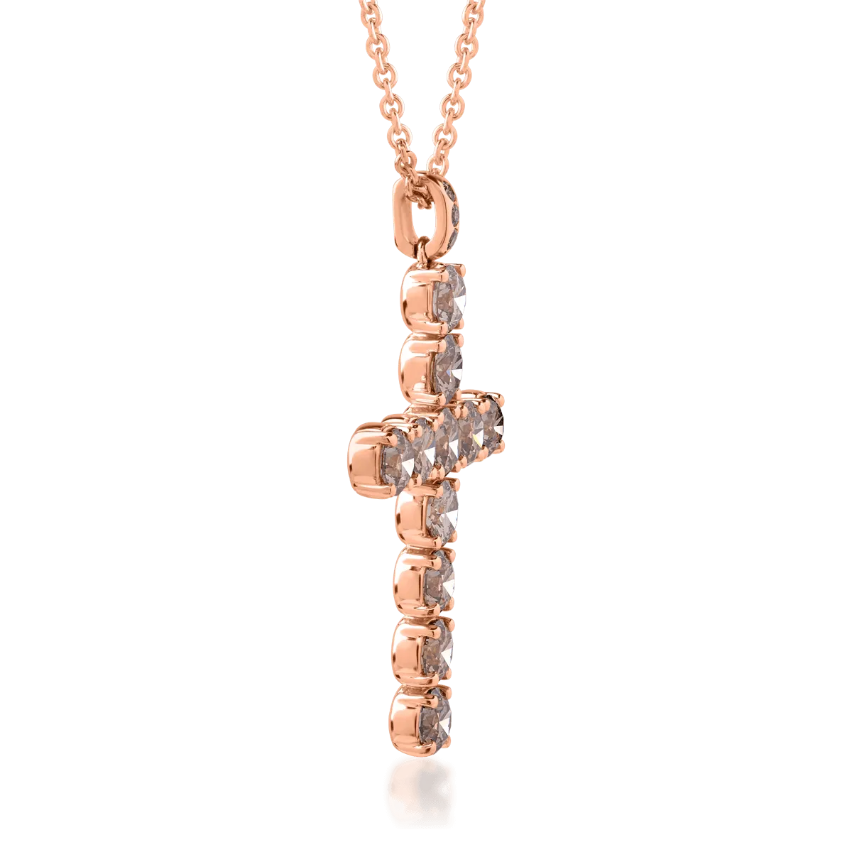 18K rose gold chain with pendant with brown diamonds of4.58ct