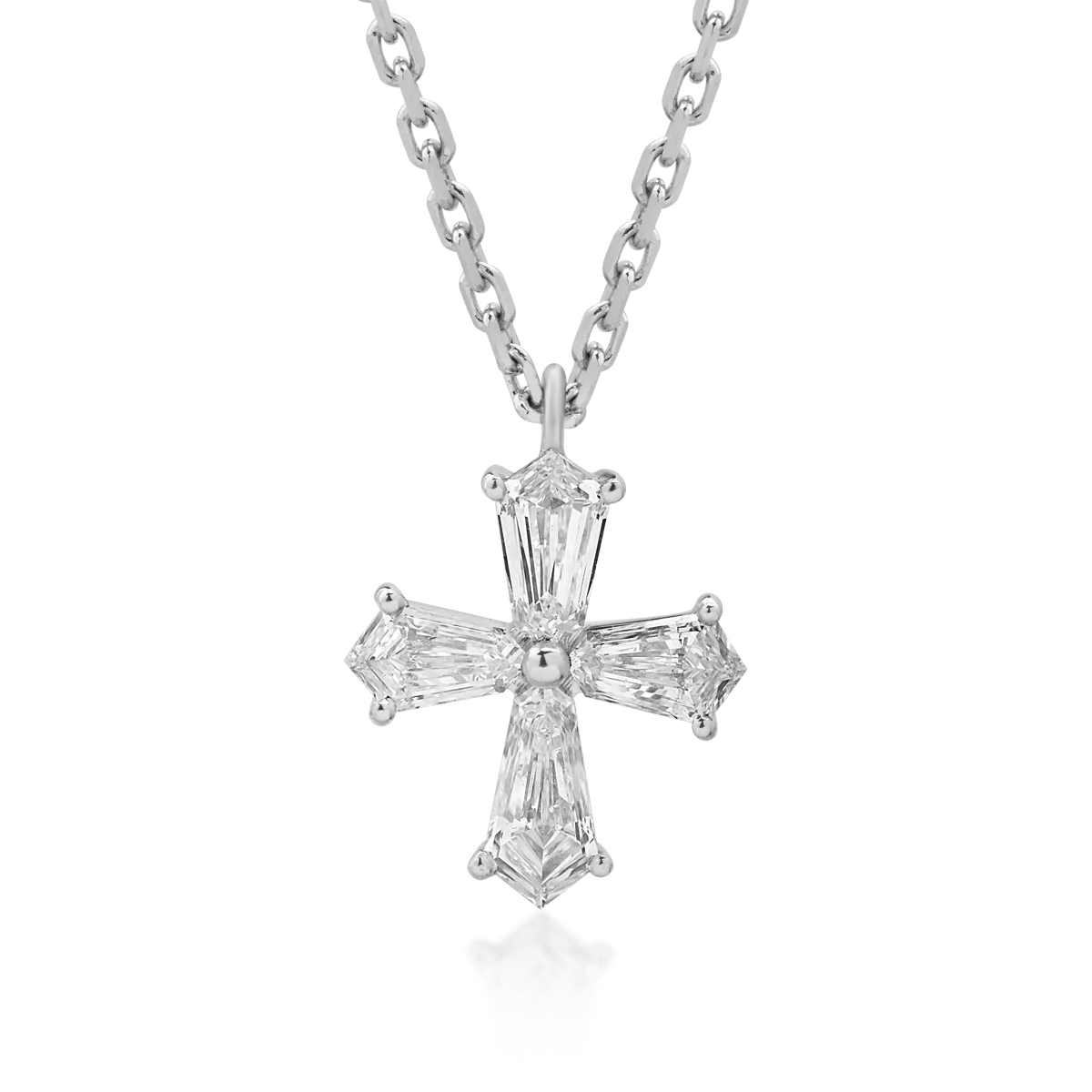 18K white gold cross pendant necklace with 0.52ct diamonds