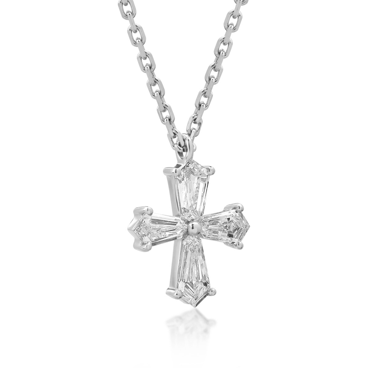 18K white gold cross pendant necklace with 0.52ct diamonds