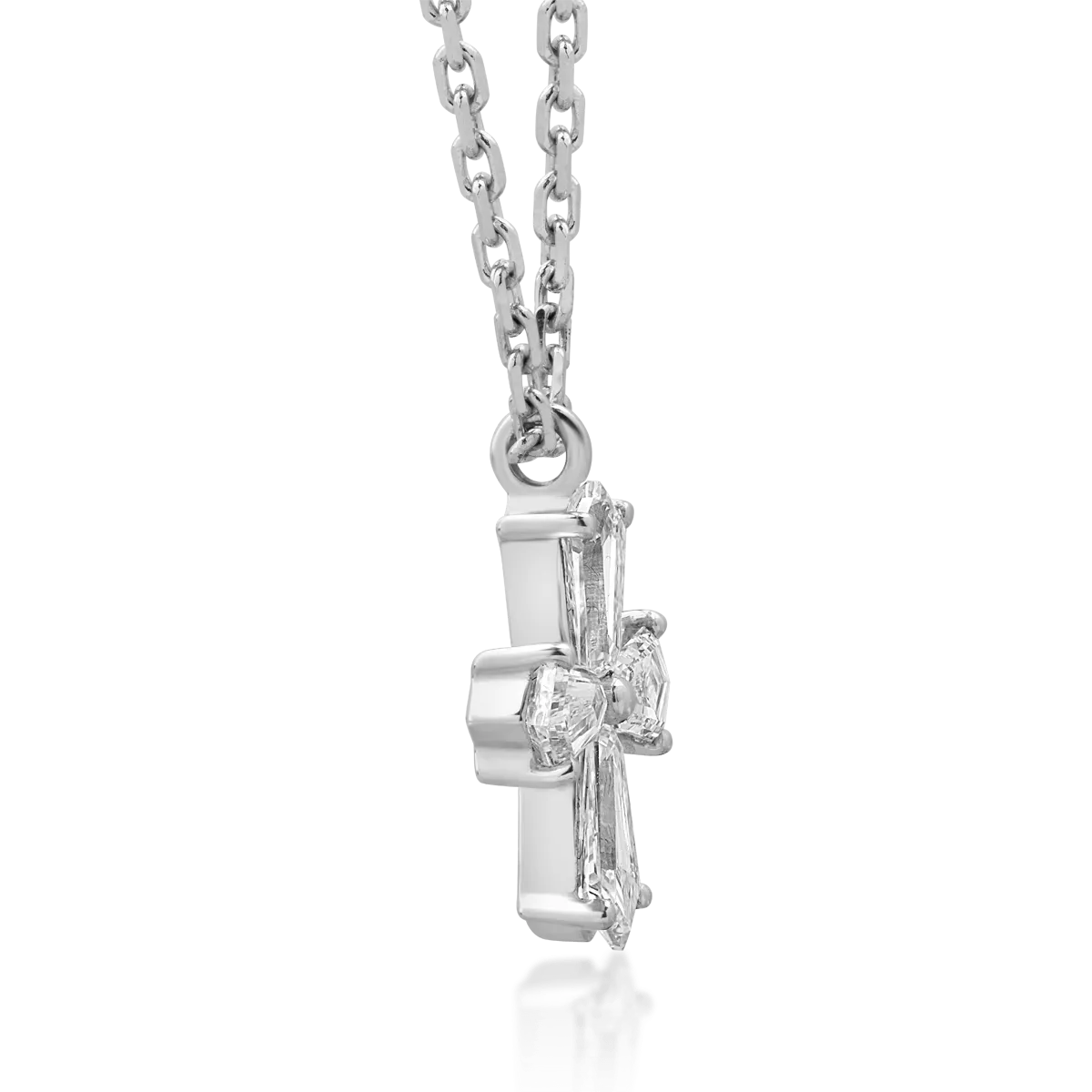 18K white gold cross pendant necklace with 0.52ct diamonds