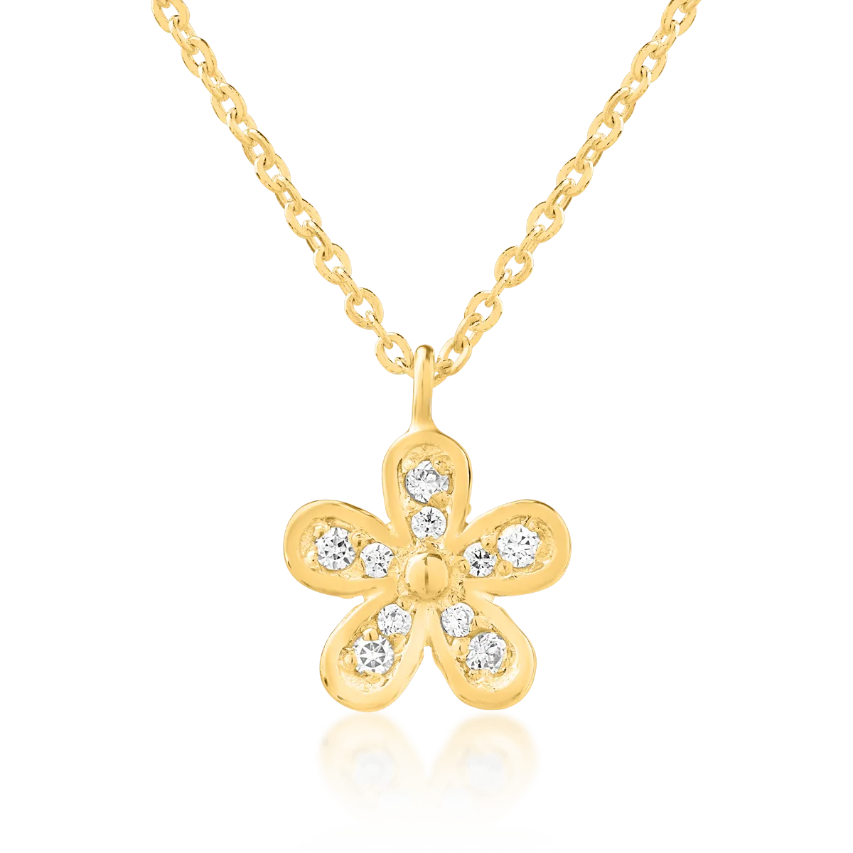 14K yellow gold flower pendant necklace