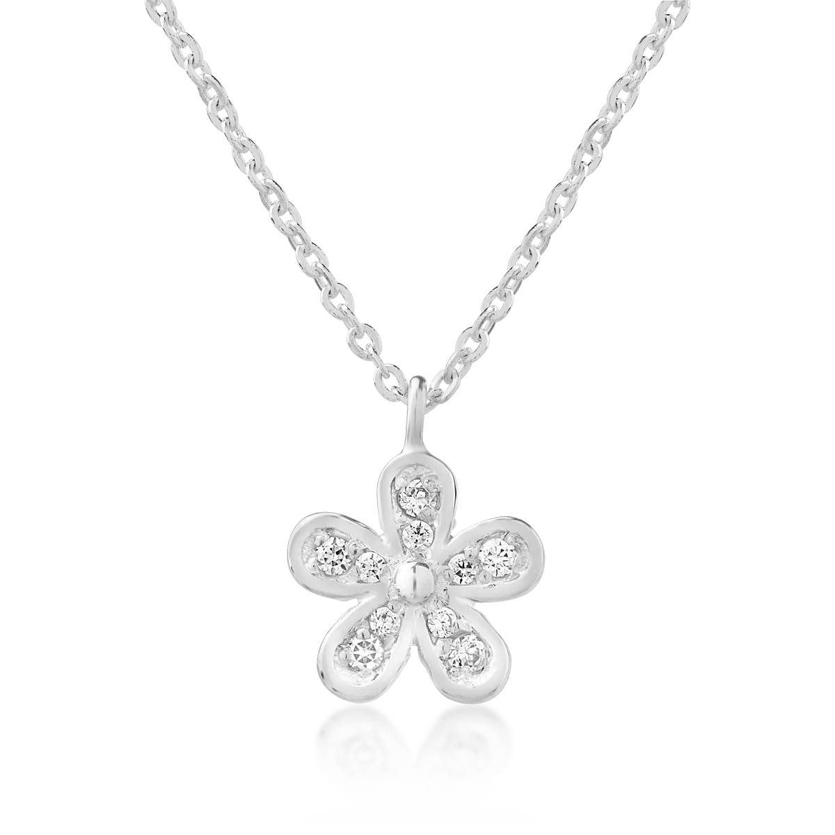 14K white gold flower pendant necklace