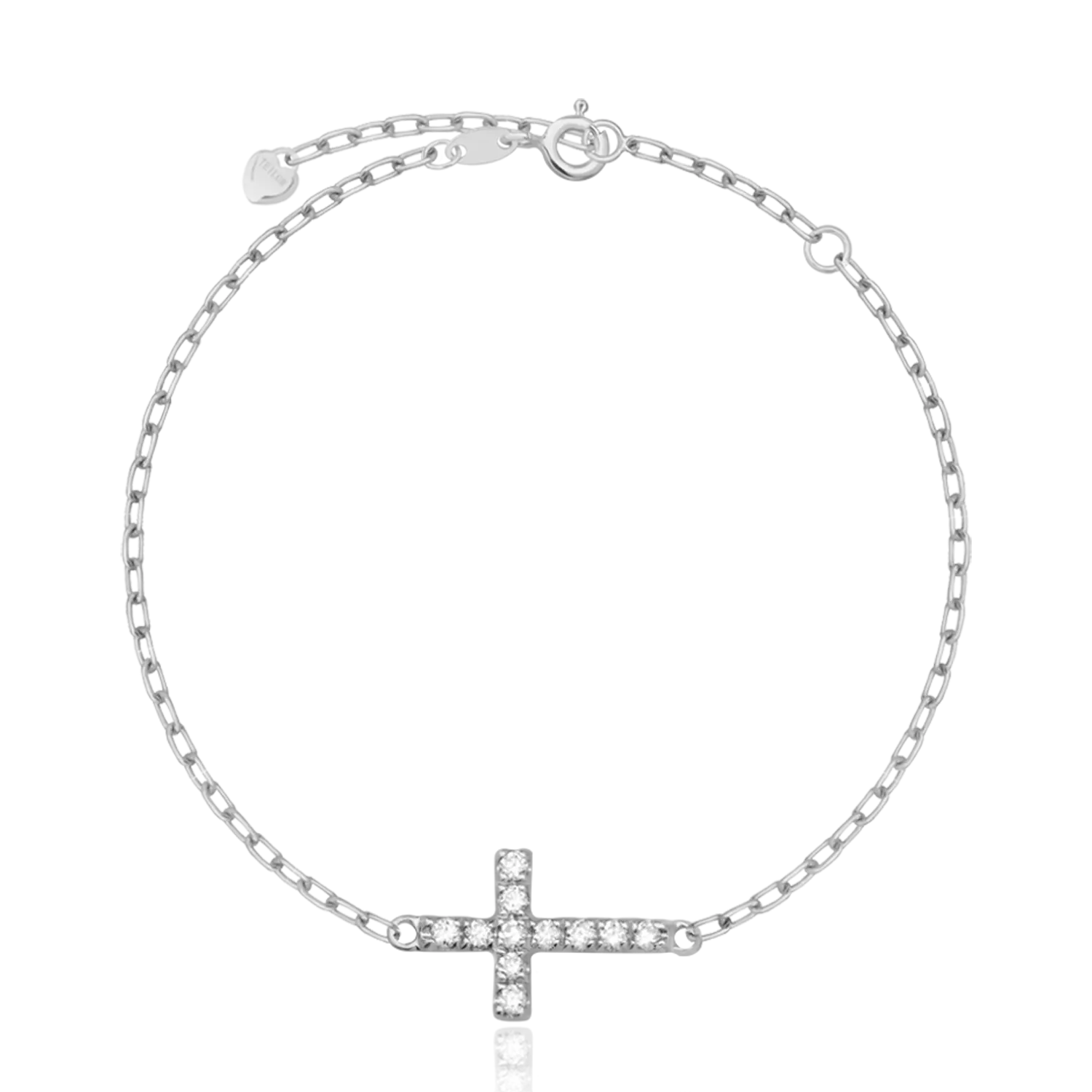 18K white gold cross bracelet with 0.055ct diamonds