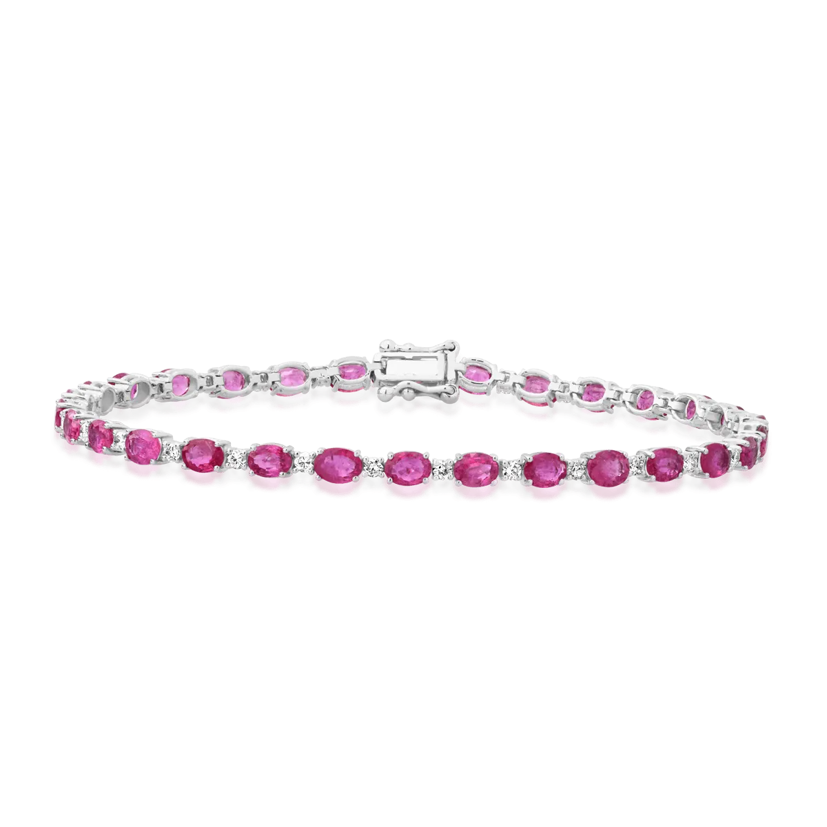 Bratara tennis din aur alb de 18K cu rubine de 5.16ct si diamante de 0.66ct