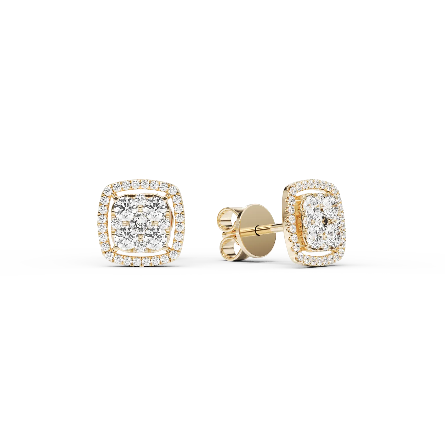 18K жълти златни обеци с 0,9ct диаманта