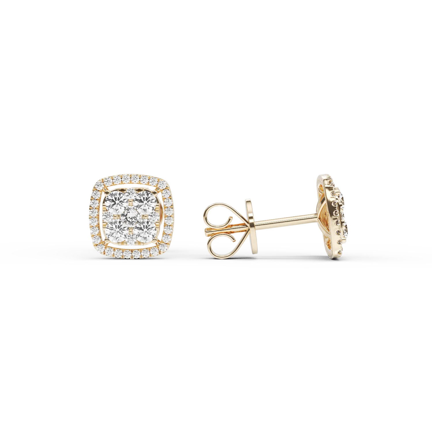 18K жълти златни обеци с 0,9ct диаманта