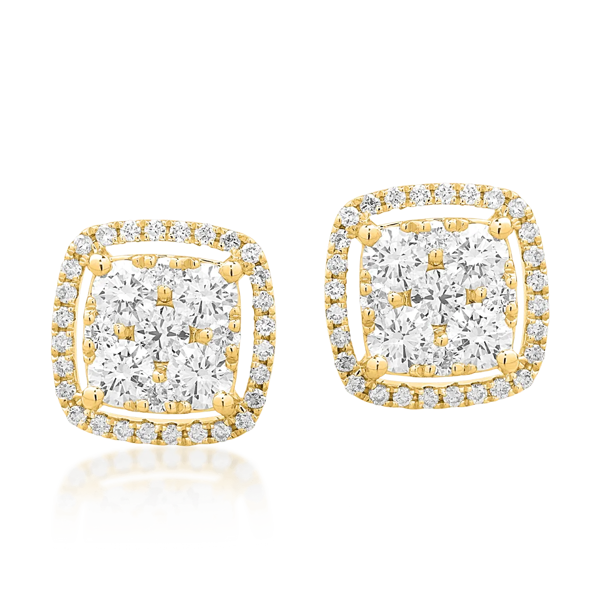 18K yellow gold earrings with 1ct diamonds
