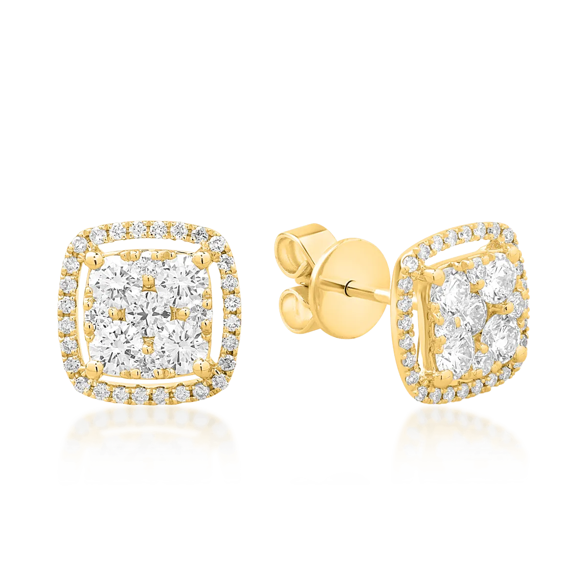 Cercei din aur galben de 18K cu diamante de 1ct