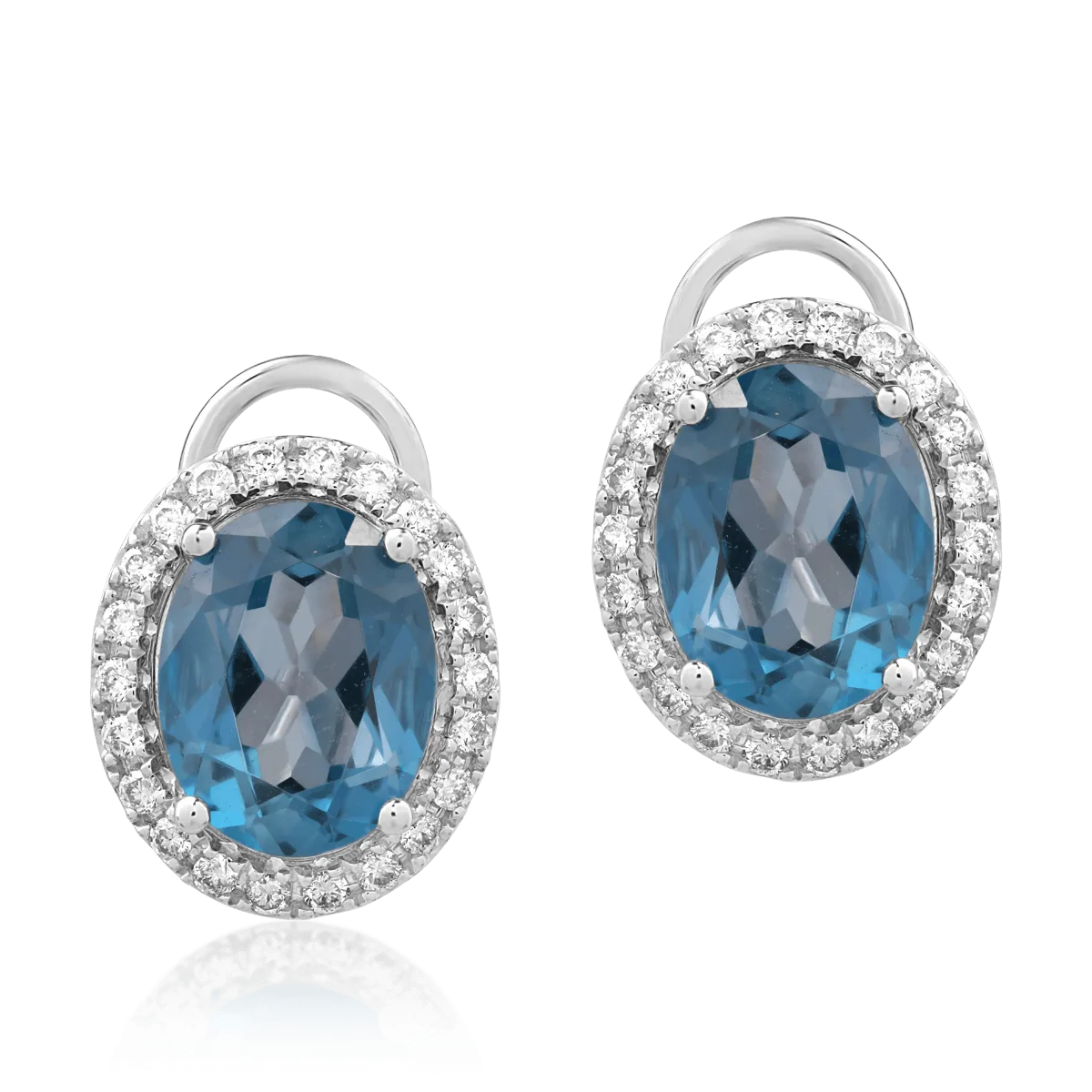18K white gold earrings with 4.1ct London blue topaz and 0.1ct diamonds