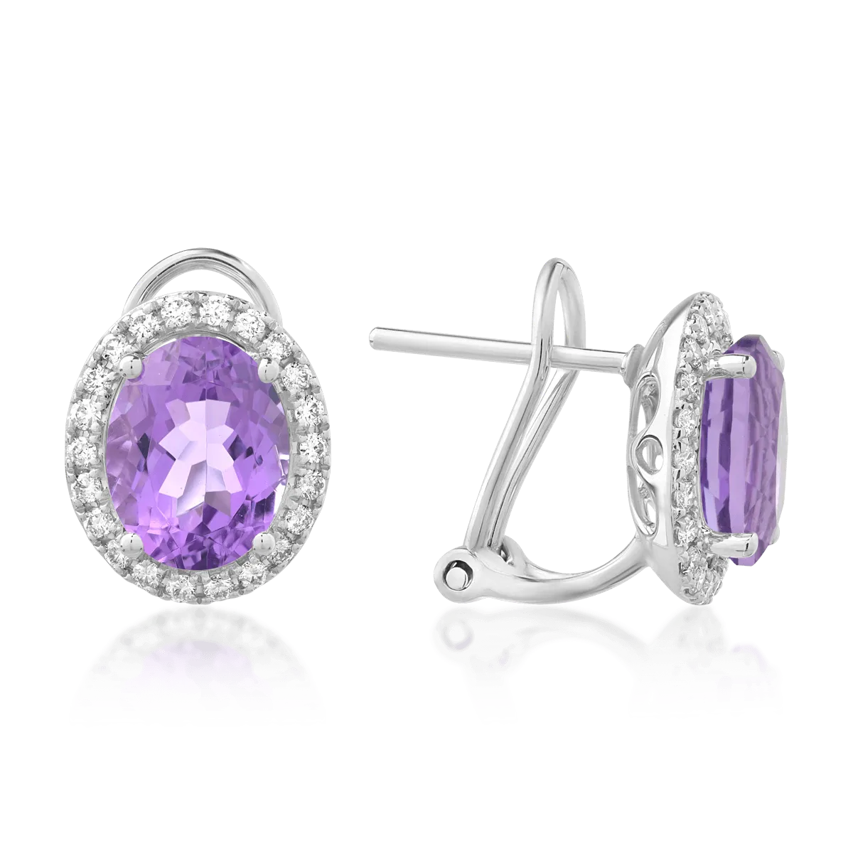 18K white gold earrings with 3.79ct amethysts and 0.305ct diamonds
