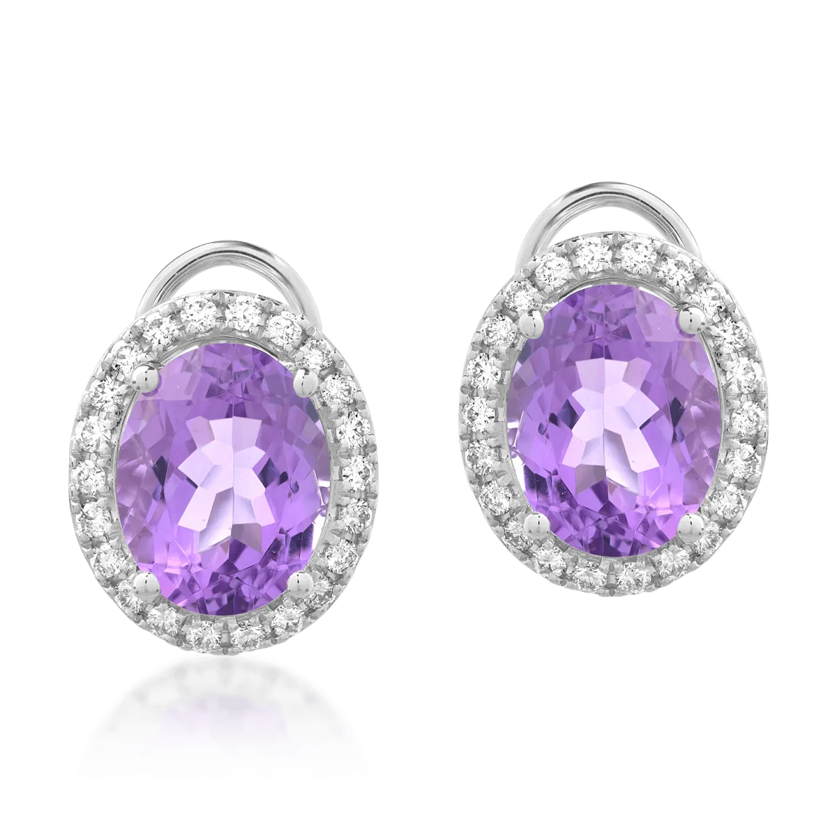 Teilor Cercei din aur alb cu ametiste ovale de 3.79ct si diamante de 0.305ct