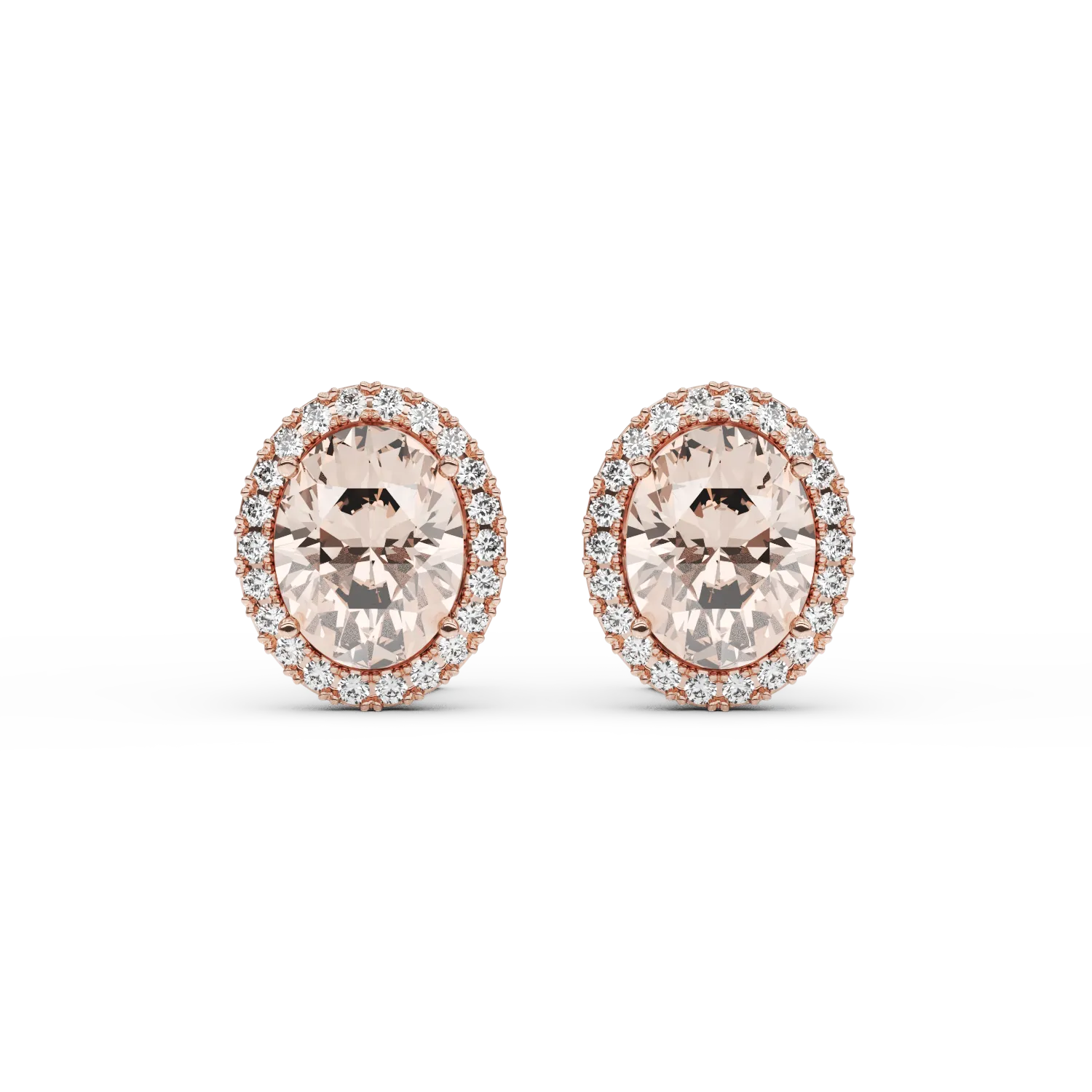 18K rose gold earrings with 4ct morganites and 0.3ct diamonds