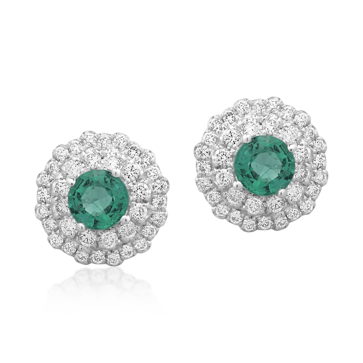 18K white gold earrings with 0.45ct emeralds and 0.34ct diamonds