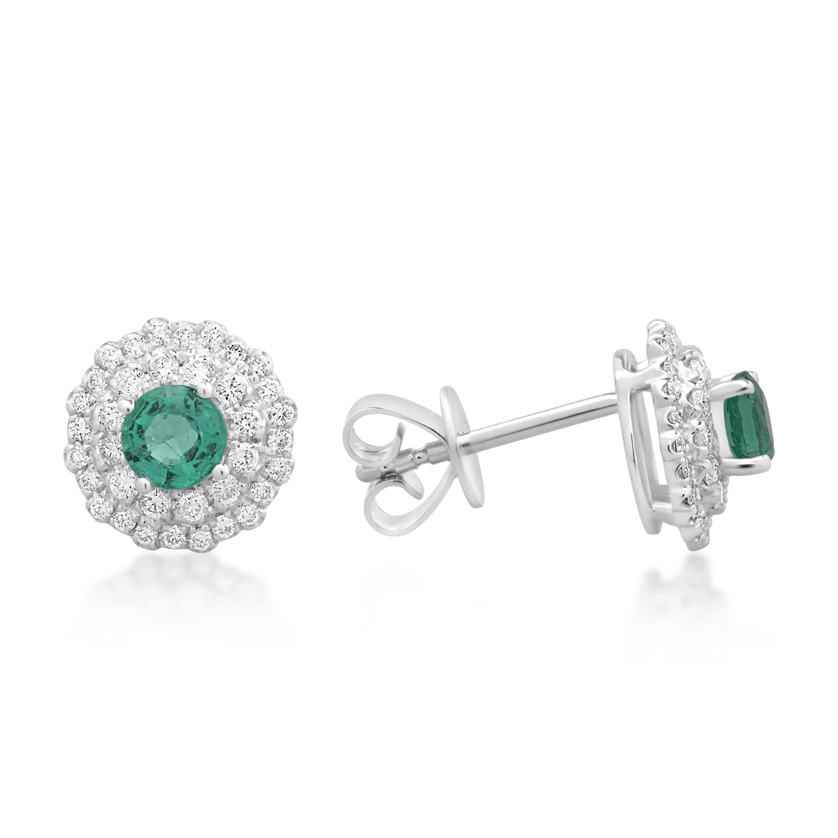 18K white gold earrings with 0.45ct emeralds and 0.34ct diamonds