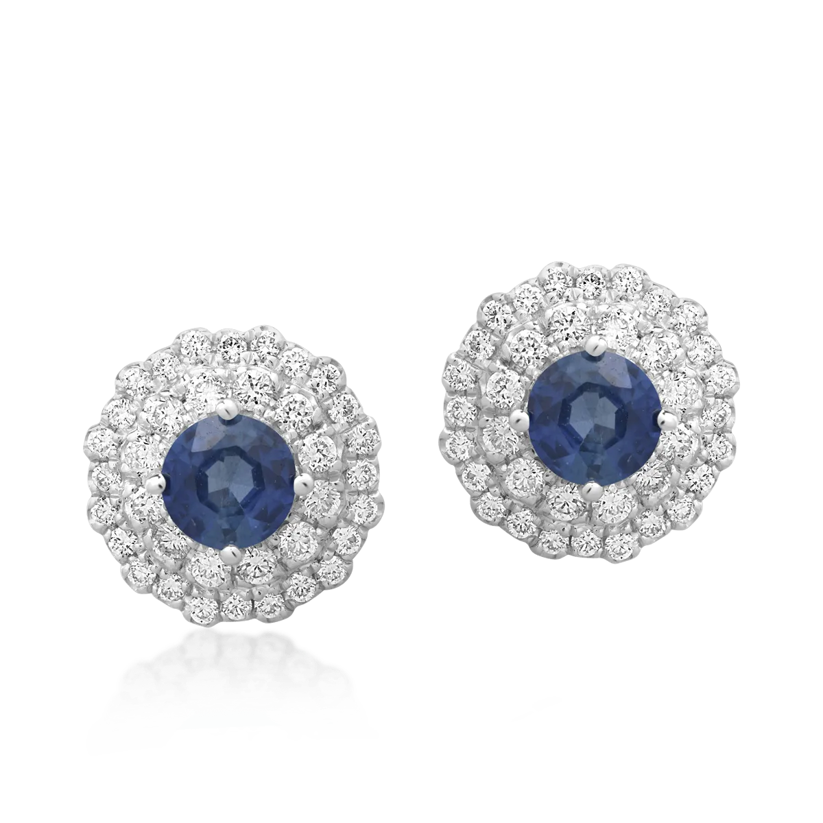 Teilor Cercei din aur alb cu safire de 0.72ct si diamante de 0.33ct
