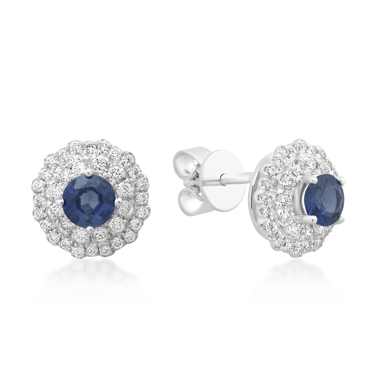 Cercei din aur alb cu safire de 0.72ct si diamante de 0.33ct