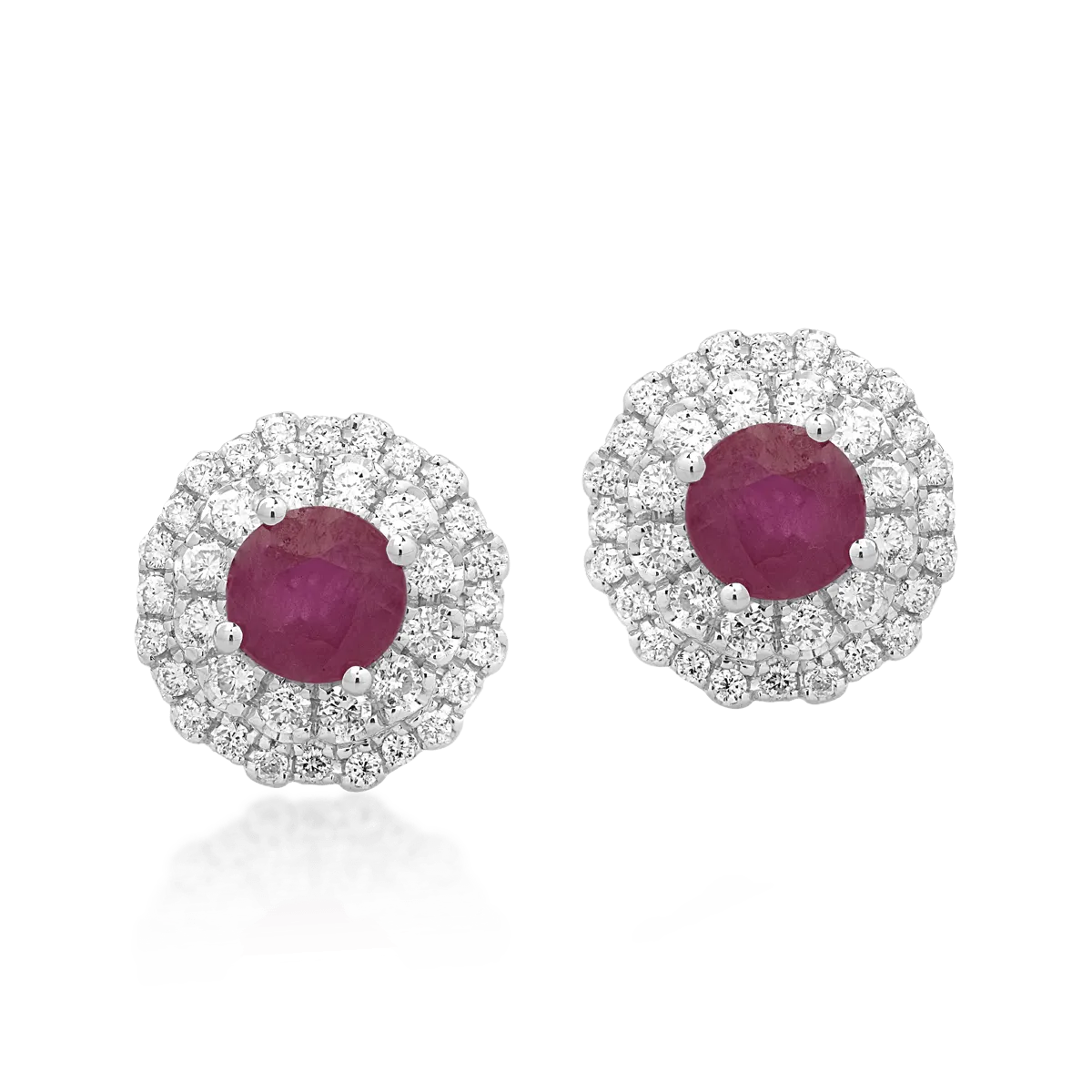 18K white gold earrings with 0.68ct rubies and 0.32ct diamonds