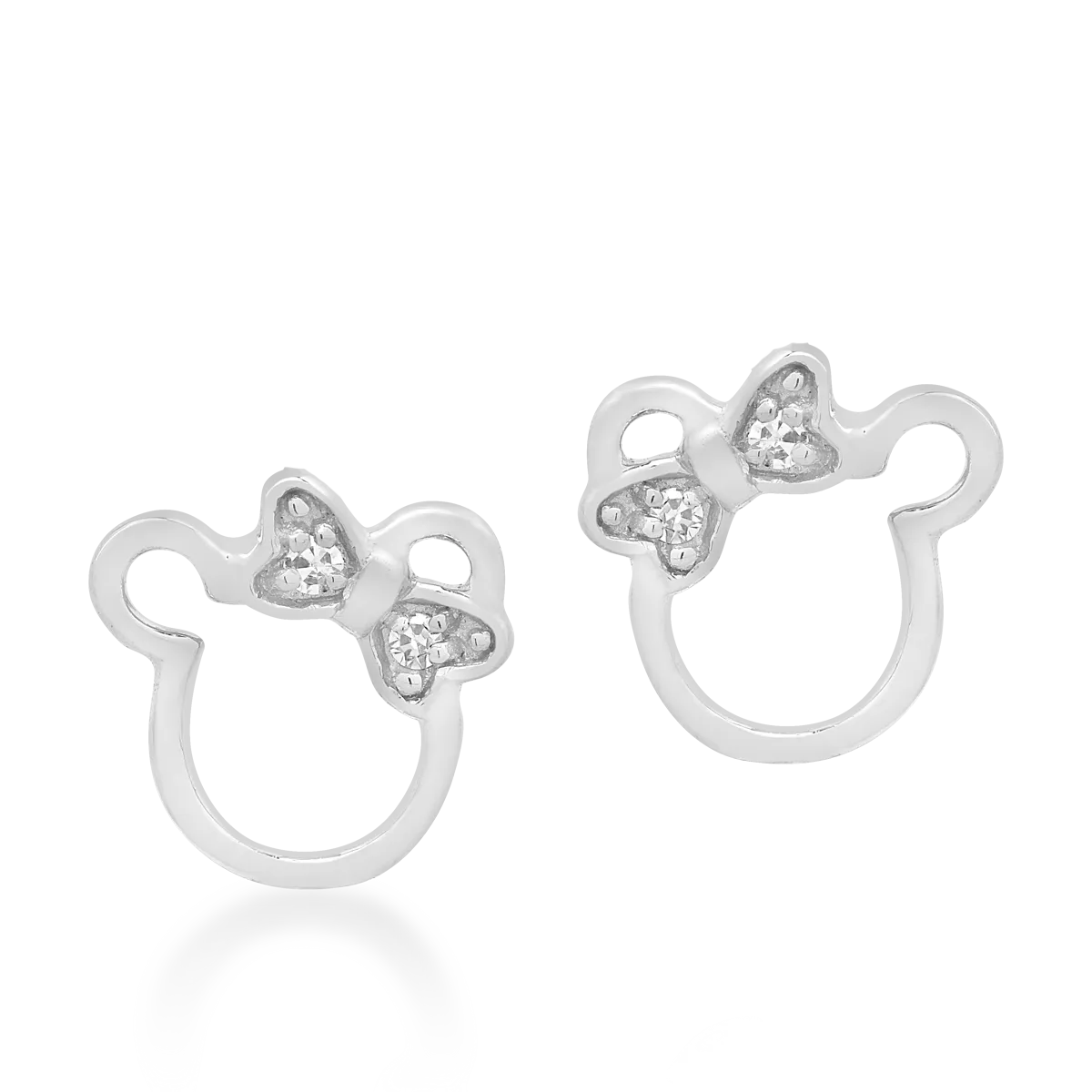 Cercei pentru copii din aur alb cu diamante de 0.01ct